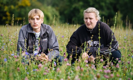 Cooper as Kerry in This Country, with her brother Charlie Cooper as Kurtan.