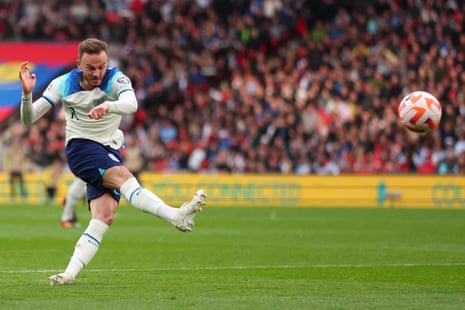 James Maddison has an effort on goal go just wide.