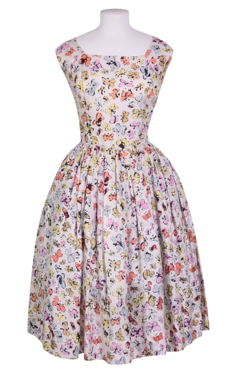 Happy Butterfly Day, silk dress with a Warhol design, circa 1955.