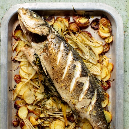 Debora Robertson’s updated Sunday lunch: whole roast sea bass recipe.