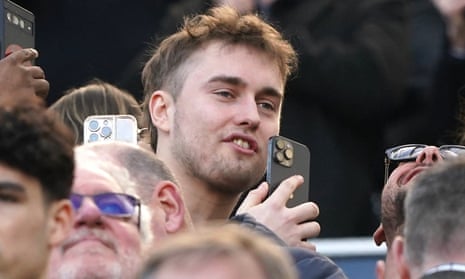 Musician Sam Fender in the stands.
