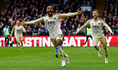 Leicester City’s Ricardo Pereira celebrates scoring their first goal.