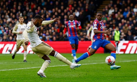 Leicester City’s Ricardo Pereira scores their first goal against Crystal Palace.